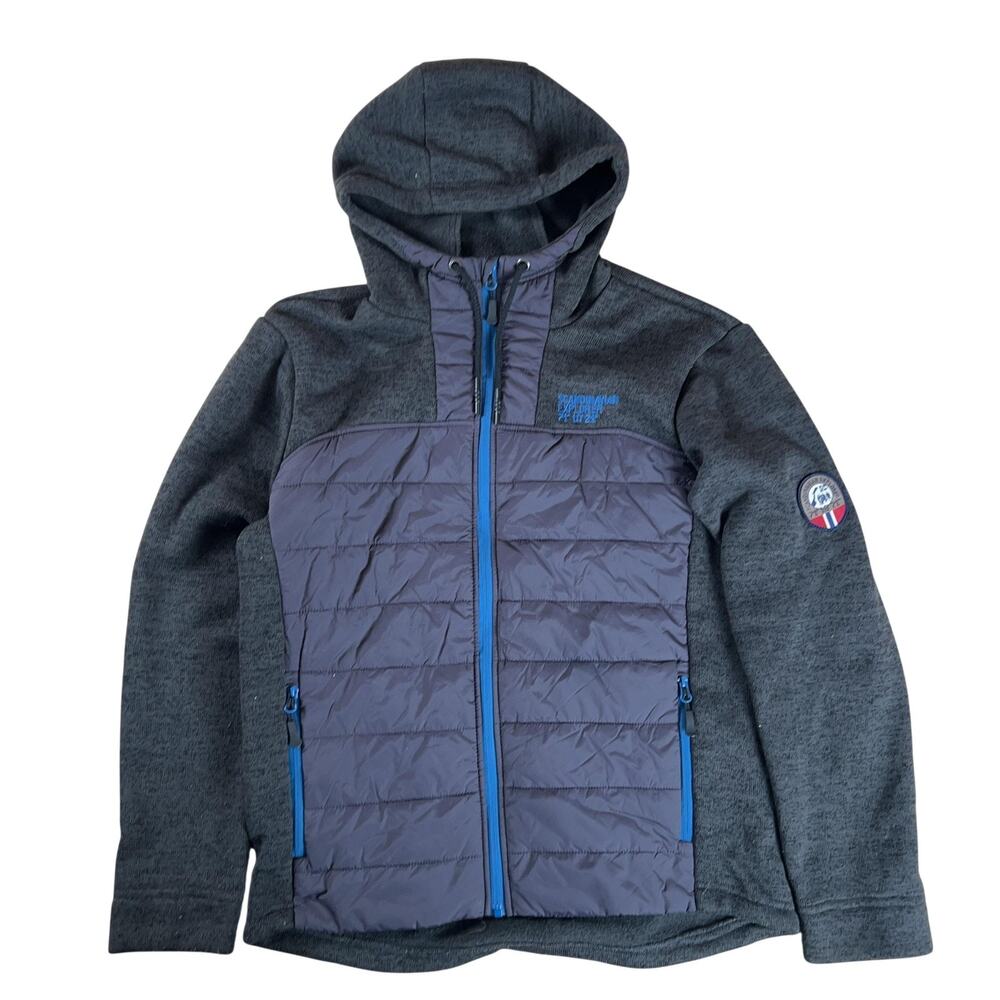 Scandinavian Explorer Jacket XL Gray Polyester Hooded Quilted Zip Front